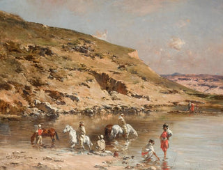 Baignade de chevaux - Victor Huguet — artwork view