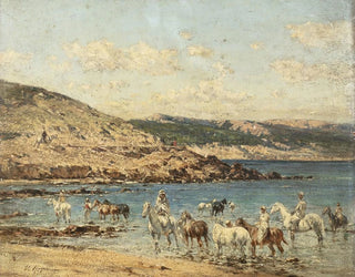 drinking horses - Victor Huguet — artwork view