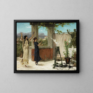 Dancers in the temple - Victor Lagye — framed artwork on a wall