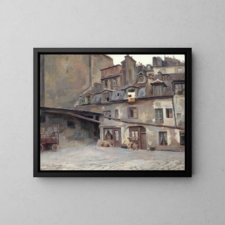 La cour de l'auberge du Cheval Blanc, rue Mazet - Victor Marec — framed artwork on a wall