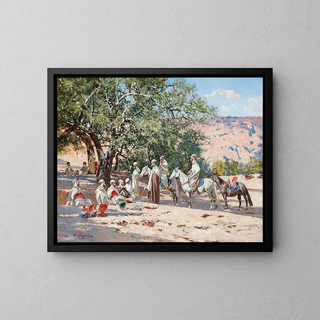 Repos à une oasis - Victor Pierre Huguet — framed artwork on a wall