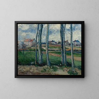 Village through the trees - Victor Vignon — framed artwork on a wall