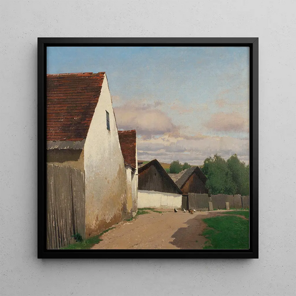 Old houses in Gaudenzdorf - Ferdinand Brunner — framed artwork on a wall