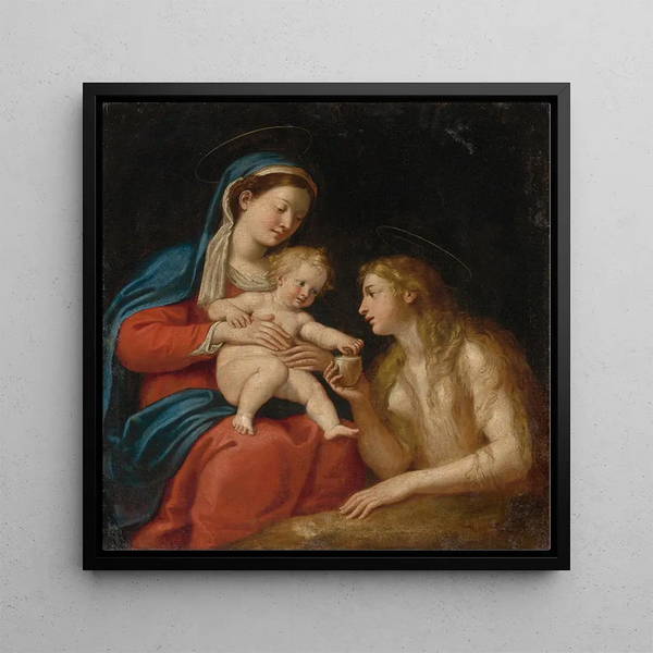 Virgin and Child with Mary Magdalene - Francesco Albani — framed artwork on a wall