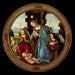 Virgin Mary worshiping the Child Jesus with Saint John the Baptist and two angels - Tommaso — displayed in an interior