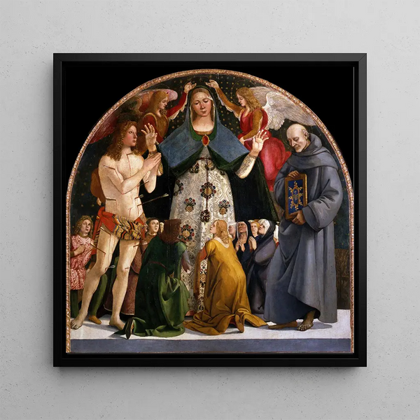Virgin of Mercy and Saints Sebastian and Bernardino of Siena - Luca Signorelli — wall display of the artwork