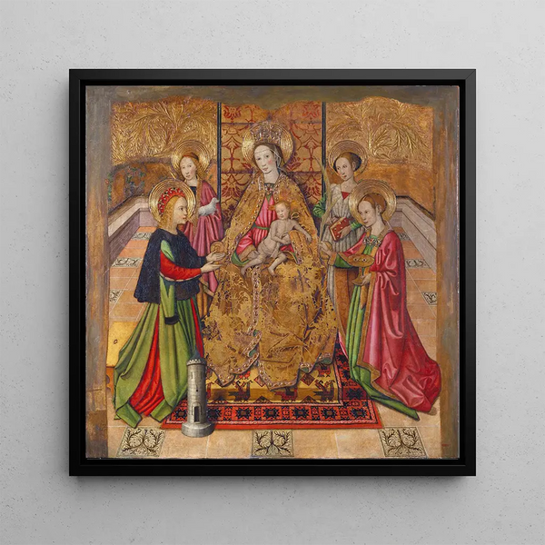 Virgin and Saints - Jaume Huguet — framed artwork on a wall