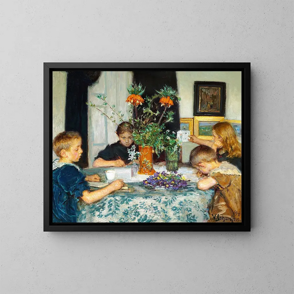 Spring Flowers Painting - Viggo Johansen — framed artwork on a wall