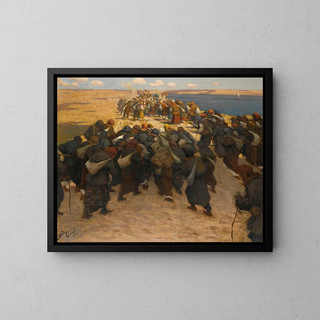 Foule de pèlerins - Viktor Ivanovich Zarubin — framed artwork on a wall