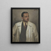 Man in White Coat - Viktor Kiss — framed artwork on a wall