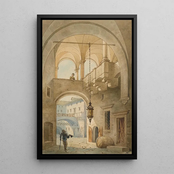 Cour de la maison à Prešov, rue Hlavná 115 - Viktor Myskovszky — framed artwork on a wall