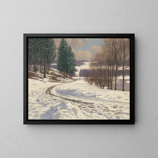 Winter Landscape Painting - Viktor Olgyai — framed artwork on a wall