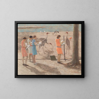 Girl drawing - Viktor Pucinski — framed artwork on a wall