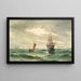 Marine painting with ships off the coast city - Vilhelm Bille — framed artwork on a wall