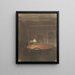 Reading figures at a table in an interior at night - Vilhelm Hammershøi — framed artwork on a wall