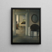 Interior painting with a mirror - Vilhelm Hammershøi — framed artwork on a wall