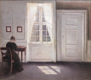 Interior painting at Strandgade, sunlight on the floor - Vilhelm Hammershøi — artwork view