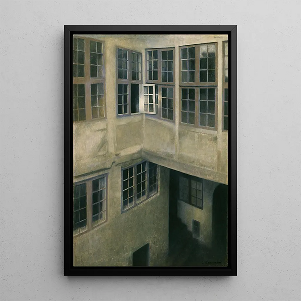 Interior Cour Painting, Strandgade 30 - Vilhelm Hammershøi — framed artwork on a wall