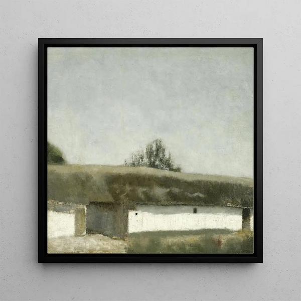 Landscape with Farm - Vilhelm Hammershøi — framed artwork on a wall
