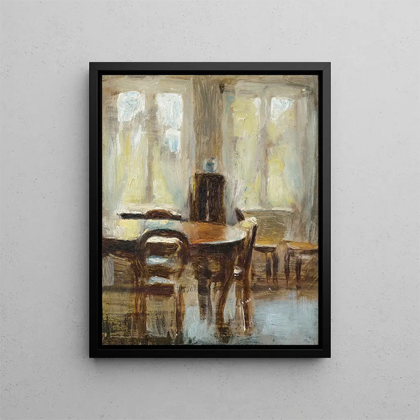 Dining Room Painting - Vilhelm Hammershøi — framed artwork on a wall