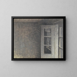 The bedroom of the balcony at Spurveskjul - Vilhelm Hammershøi — framed artwork on a wall
