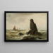 Marine landscape painting with sailing ships - Vilhelm Melbye — framed artwork on a wall
