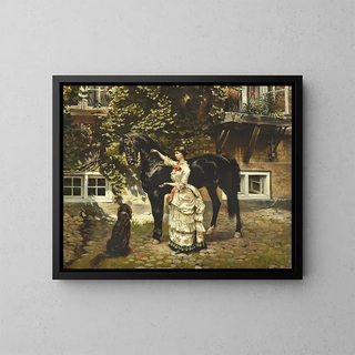 Lady on horseback - Vilhelm Tilly — framed artwork on a wall