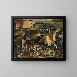 Flooding - Vilmos Aba-Novák — framed artwork on a wall