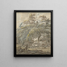 Farmyard painting with two men loading a cradle onto a cart pulled by horses - Vincent Jansz van der Vinne — framed artwork on a wall
