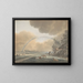 Landscape painting with a rainbow above a farm and a distant village - Vincent Jansz van der Vinne — framed artwork on a wall