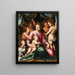 The Virgin and Child with Saint John the Baptist and angels - Vincent Sellaer — framed artwork on a wall