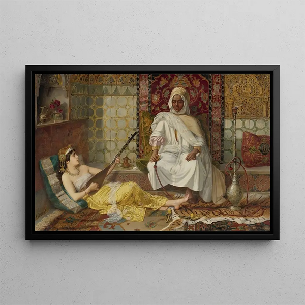 Odalisque playing music - Vincent Stiepevich — framed artwork on a wall