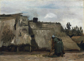 a peasant digging in front of her cottage - Vincent van Gogh — artwork view