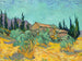 Cabanes en bois parmi les oliviers et les cyprès - Vincent van Gogh — artwork view