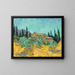 Cabanes en bois parmi les oliviers et les cyprès - Vincent van Gogh — framed artwork on a wall