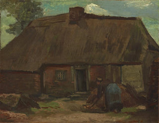 Cottage with peasant woman digging - Vincent van Gogh — artwork view
