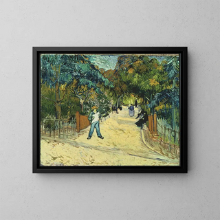 Entrance to the public gardens in Arles - Vincent van Gogh — framed artwork on a wall