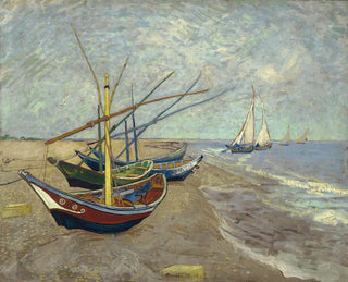 Fishing boats on the beach at Les Saintes-Maries-de-la-Mer - Vincent van Gogh — artwork view