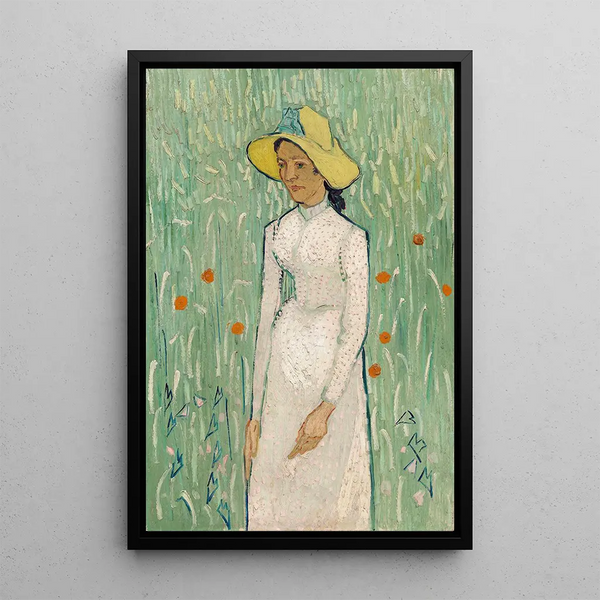 Young Girl in White - Vincent van Gogh — framed artwork on a wall