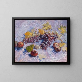 Raisins, citrons, poires et pommes - Vincent van Gogh — framed artwork on a wall