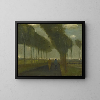 L'allée aux deux promeneurs - Vincent van Gogh — framed artwork on a wall