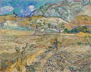 Landscape at Saint-Rémy Enclosed field with peasant - Vincent van Gogh — artwork view