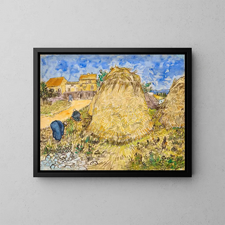 Wheat Sheaves - Vincent van Gogh — framed artwork on a wall