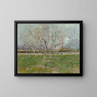 Flowering Orchard Painting - Vincent van Gogh — framed artwork on a wall
