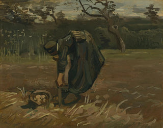 a peasant woman digging potatoes - Vincent van Gogh — artwork view