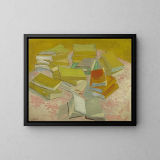 French novel stacks - Vincent van Gogh — framed artwork on a wall