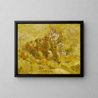 Coings, citrons, poires et raisins - Vincent van Gogh — framed artwork on a wall