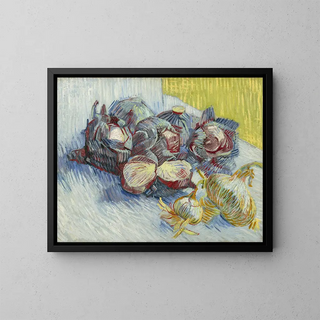 Red Cabbages and Onions - Vincent van Gogh — framed artwork on a wall