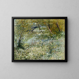 Riverbank in Spring - Vincent van Gogh — framed artwork on a wall