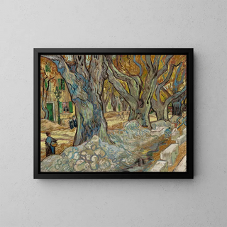 Les grands platanes, les réparateurs de routes à Saint-Rémy - Vincent van Gogh — framed artwork on a wall